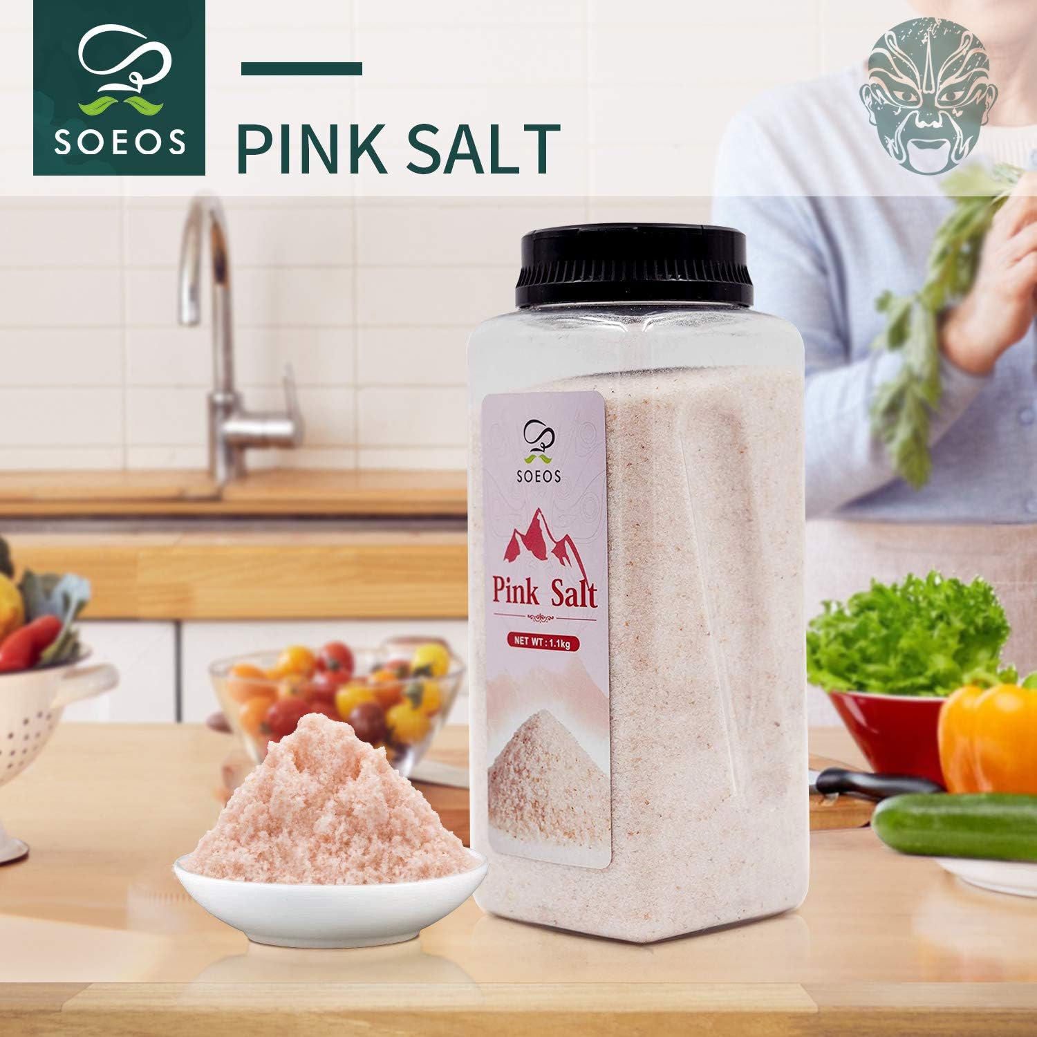 Soeos Himalayan Salt Fine Grain, 2.4lb (38.8oz), Himalayan Pink Salt, Himalayan Salt, Natural Pink Salt, Pink Salt Ready to Use, Bulk Sea Salt, Fine Pink Salt, Himalayan Salt, Pink Salt for Cooking. : Grocery & Gourmet Food