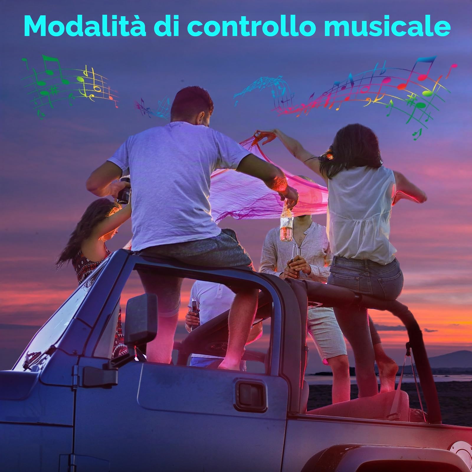 Winzwon Led Auto Interni con APP, accessori auto, Regalo Festa della Mamma, Uomo, Donna, Compleanno, Strisce Led Auto con Porta USB Controllo APP,1 Pezzi