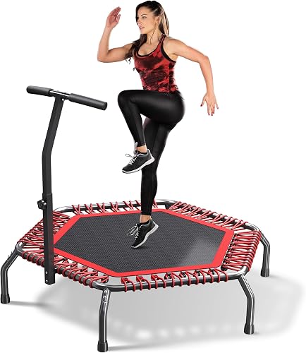 HYD-Parts 40" 48" Foldable Fitness Trampoline for Adults with Bungee Cords, 450lbs/ 500lbs Heavy-Duty Rebounder,Exercise Trampoline Indoor/Outdoor, Quiet Workout Equipment
