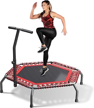 HYD-Parts 40"/48 Rebounder Trampoline for Adults with Bungee Cords, Portable Fitness Exercise Mini Trampoline, Small Rebounder Indoor/Outdoor, Quiet Workout Equipment, 450lbs/550lbs