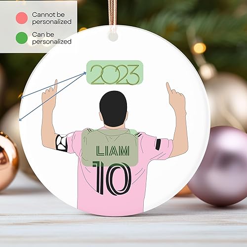 Miniatura 8 de Adorno de cerámica de fútbol navideño personalizado, regalos de mini pelota de equipo de fútbol, regalo personalizable, recuerdo del equipo de