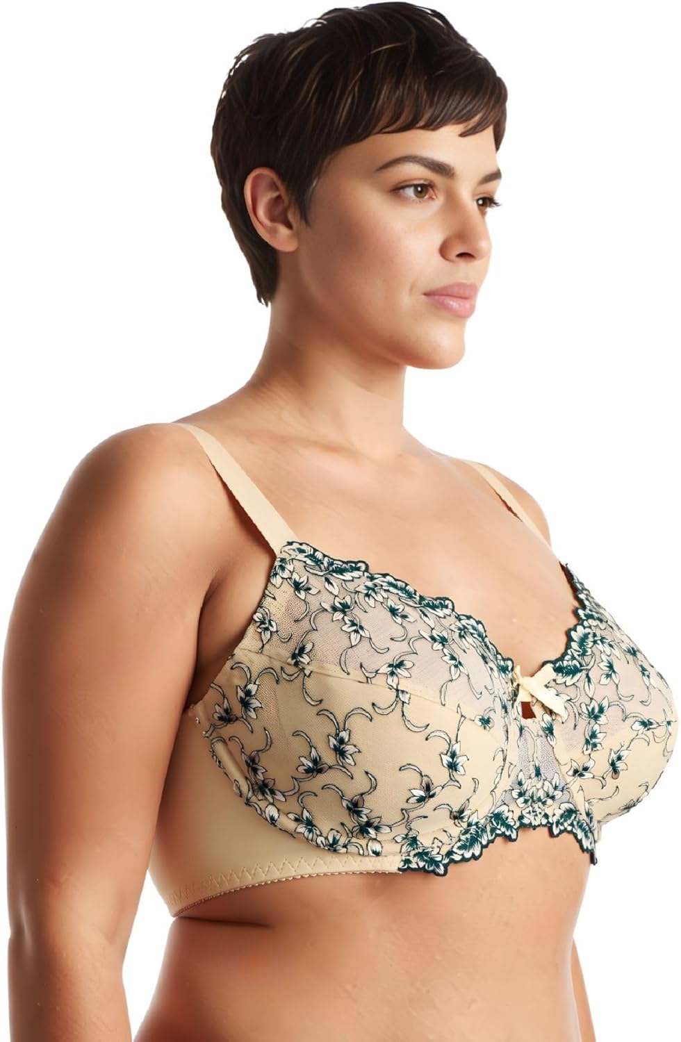 Curve Muse Women's Lightly Padded Underwire Embroidery Lace Bra-2PK - Image 2
