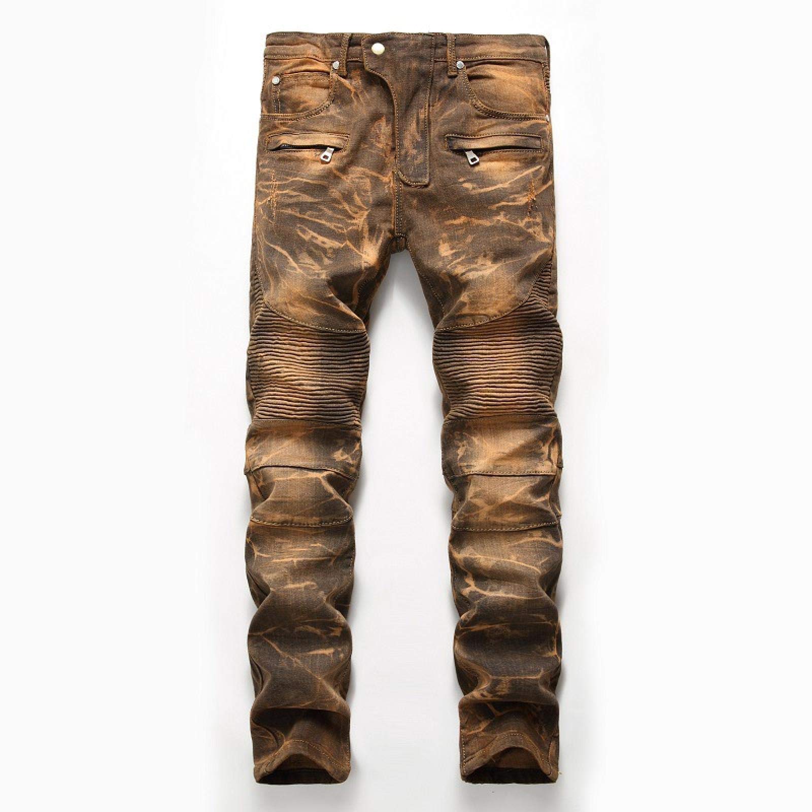WQZYY&ASDCD Jeans Pantalon Herren Ripped Street Hip Hop Punk Stretch Bike Jeans Trendy Holes Straight Denim Hose
