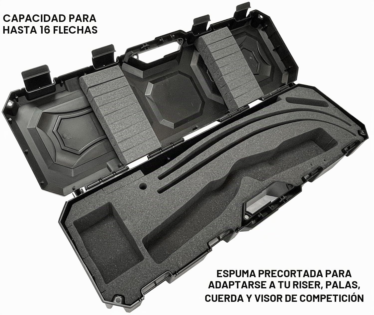MTM BC34TD Takedown - Estuche para arco recurvo, almacenamiento con cerradura, funda rígida aprobada por aerolíneas, sostiene 16 flechas, para un objetivo o configuración de arco de caza, fabricado en