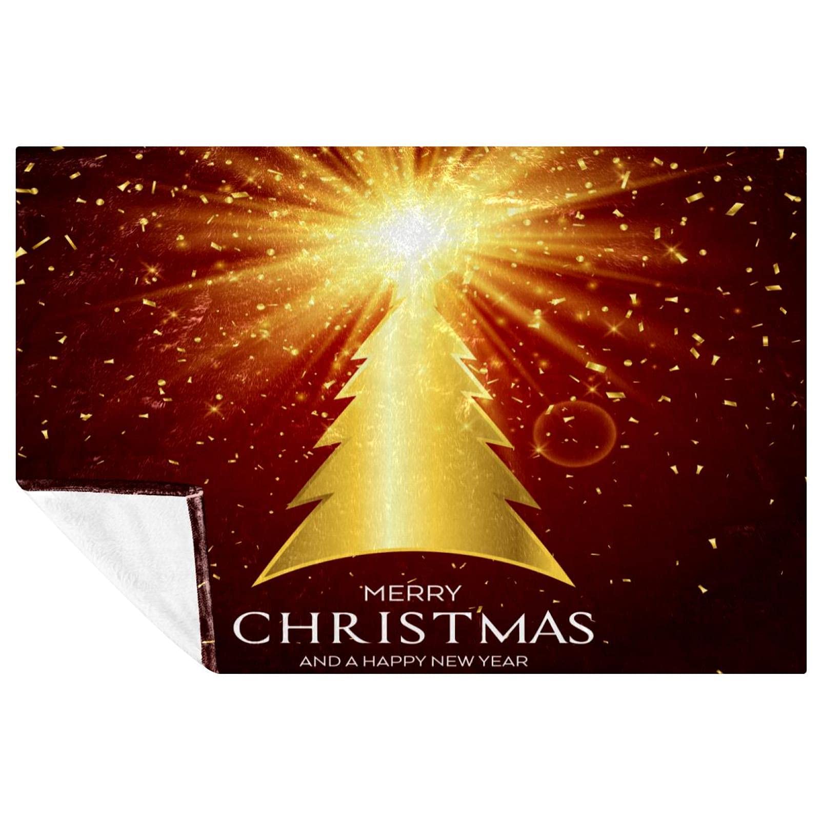 Couverture douce motifs dorés de Noël plaid lit haut de gamme