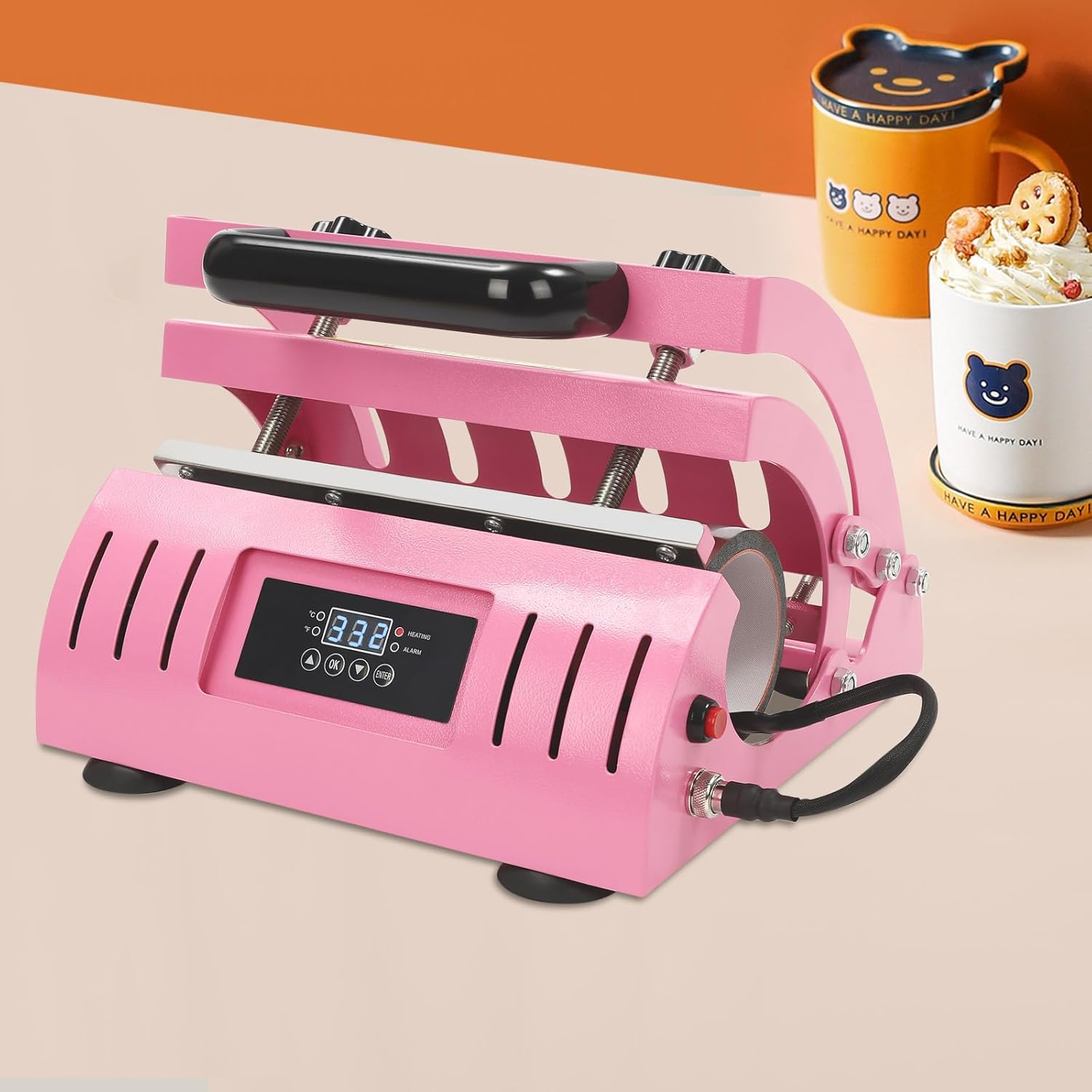 Tumbler Heat Press Machine Mug and Tumbler Heat Press for 11-30OZ Straight Tumbler Mug Sublimation Coating Transfer Coffee Mugs Cup Press Glass Water Bottle DIY Heat Transfe (Pink)