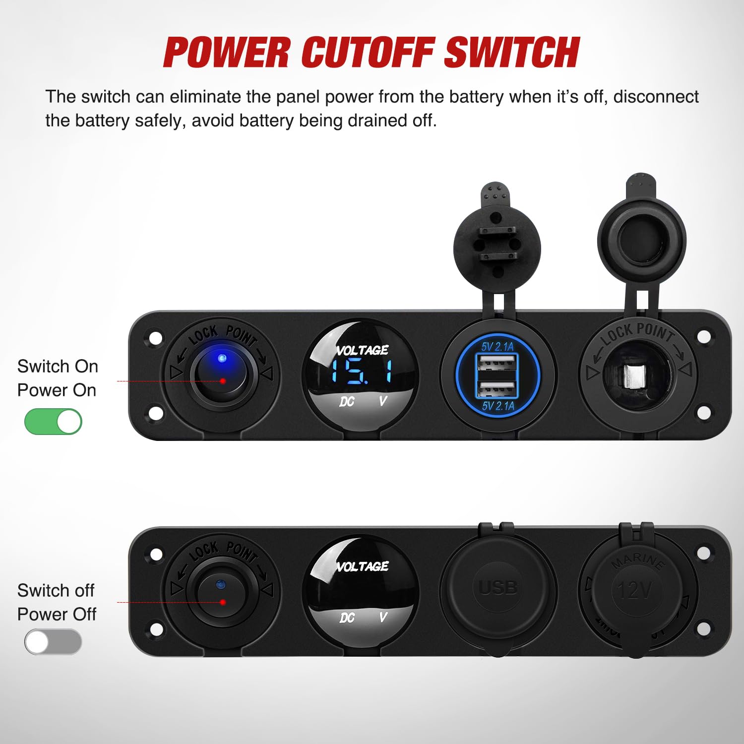 Nilight 4 in 1 Charger Socket Accessory Switch Panel On Off Rocker Toggle — Amazon image 2