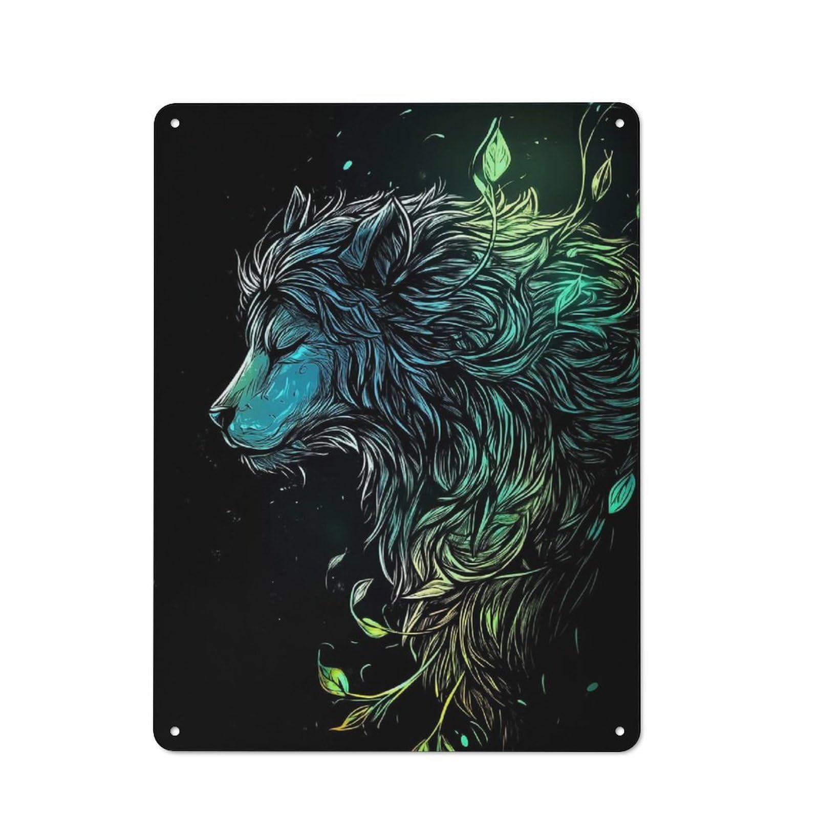Country Metal Sign with Lion with Vines Design 40x30cm, Barn Style Farmhouse Wall Decor for Farmhouse Kitchen, Pantry Or Dining Area