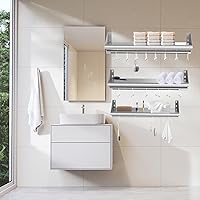 Vista 7 de Skyflame 12" x 24" Stainless Steel Shelf with 4 Hooks, Wall Mounted Floating Shelving Storage Rack for Restaurant, Kitchen, Bathroom, Office