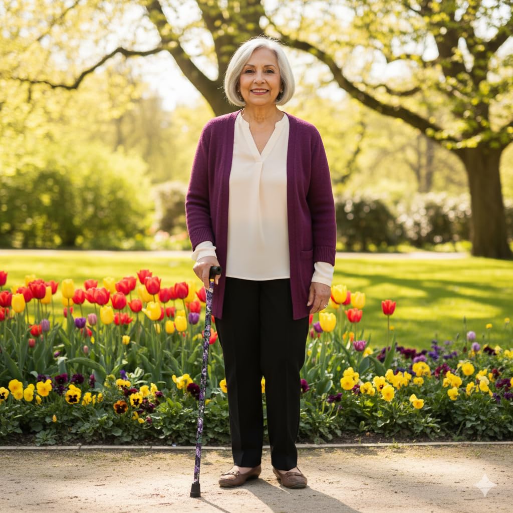 MAS Que AYUDAS – Bastón para Mayores y Adultos Basic, Plegable y Portátil, Altura Ajustable 83-93 cm, Puño Resistente contra Golpes, Bastón para Caminar y Pasear, 320 g, Violeta