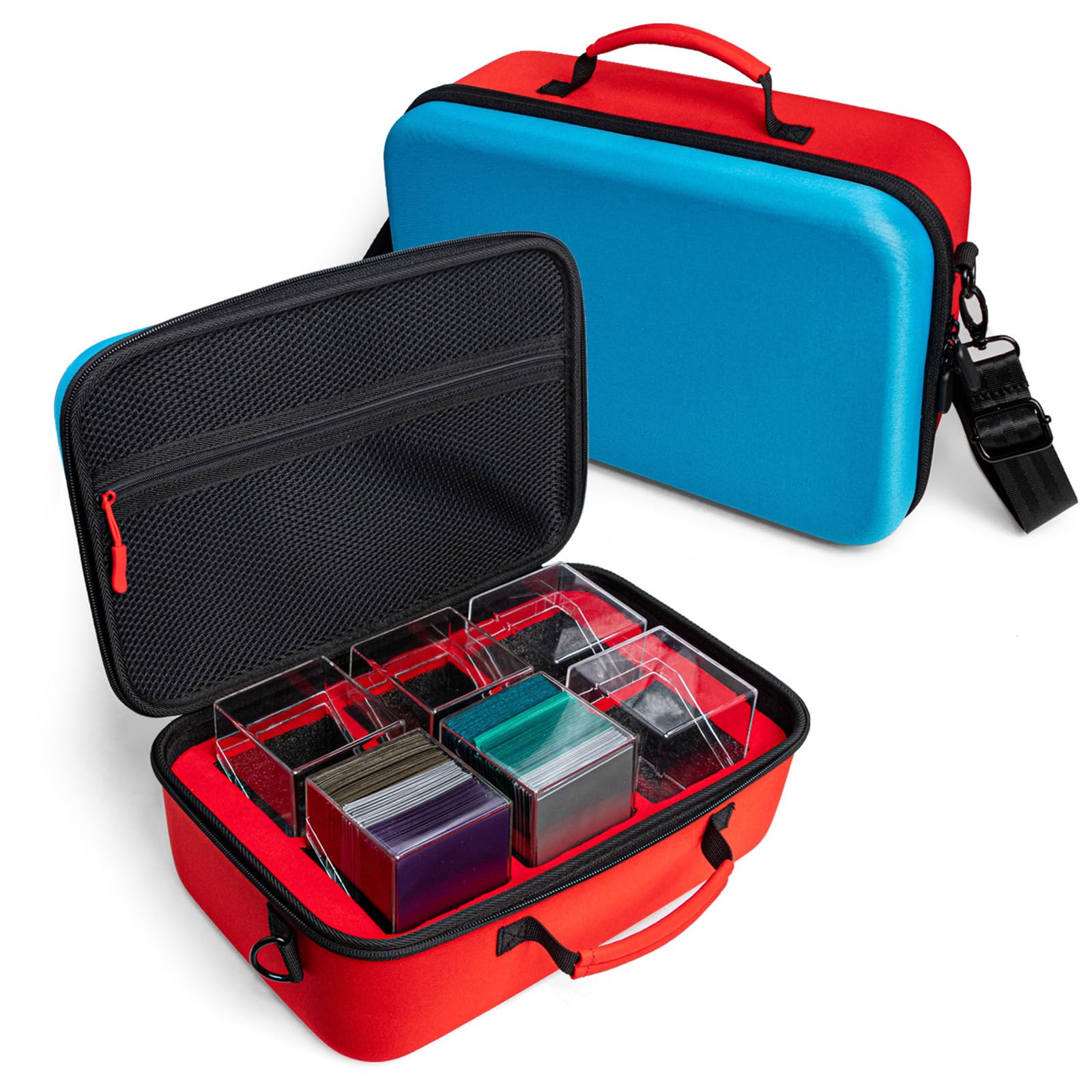 Porta carte portatile con custodia, grande | Design in schiuma e resistente agli urti con custodia trasparente per il trasporto di carte, regali da collezione