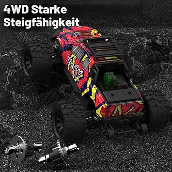 1/14 Ferngesteuertes Auto für Erwachsene 100km/h Höchstgeschwindigkeit 3S Bürstenloser Motor RC Car Hohe Geschwindigkeit Offroad Drift Rennauto 4WD Off Road Race Buggy 3 Batterien (Blau)