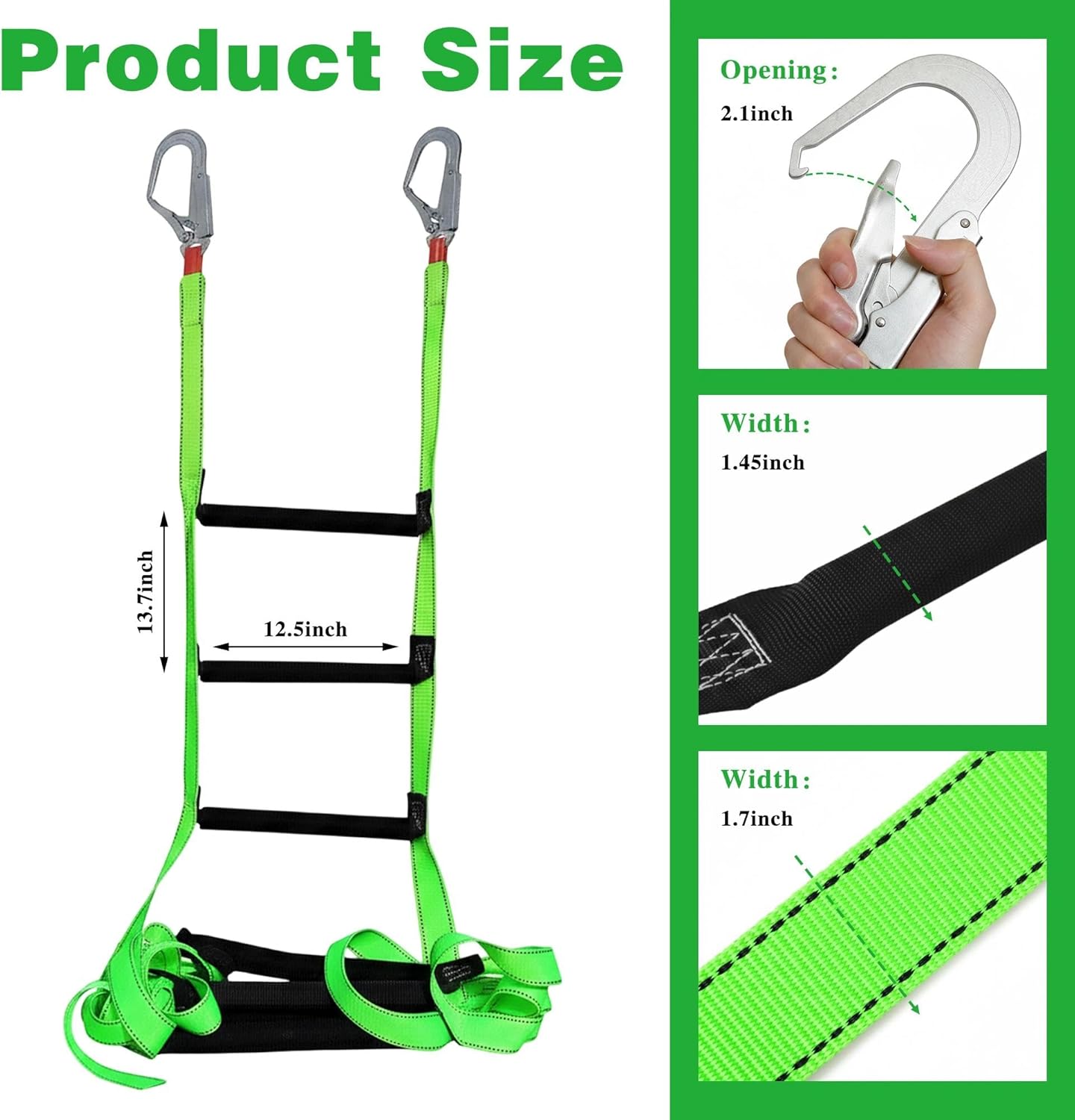 16 Feet Fire Escape Ladder Portable Household Ladder for 2-3 Story Homes Reusable Ladders for Windows Balcony Railing (Green)