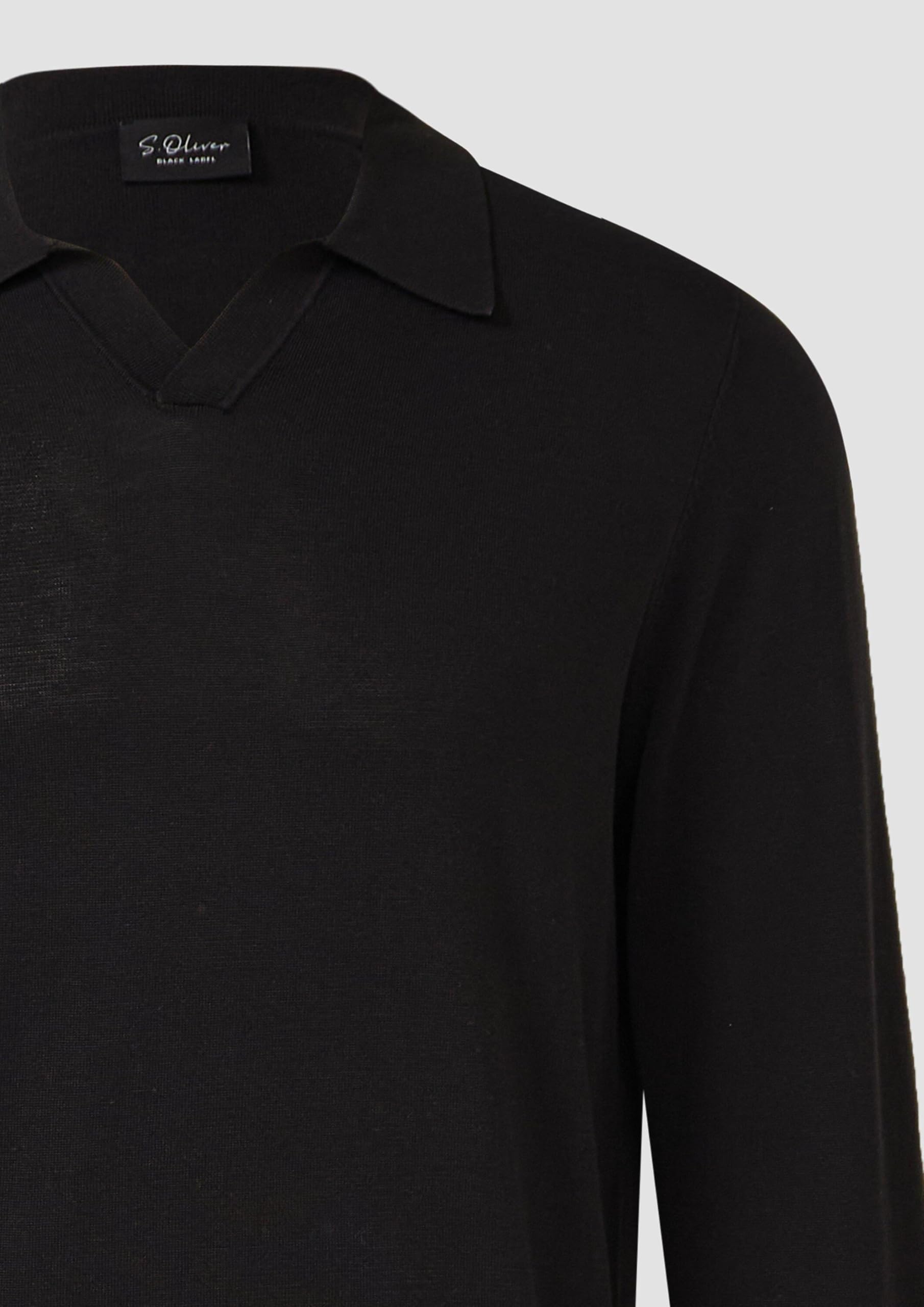 s.Oliver Hochwertiger Feinstrick-Pullover mit Polokragen aus Baumwoll-Modal-Mix
