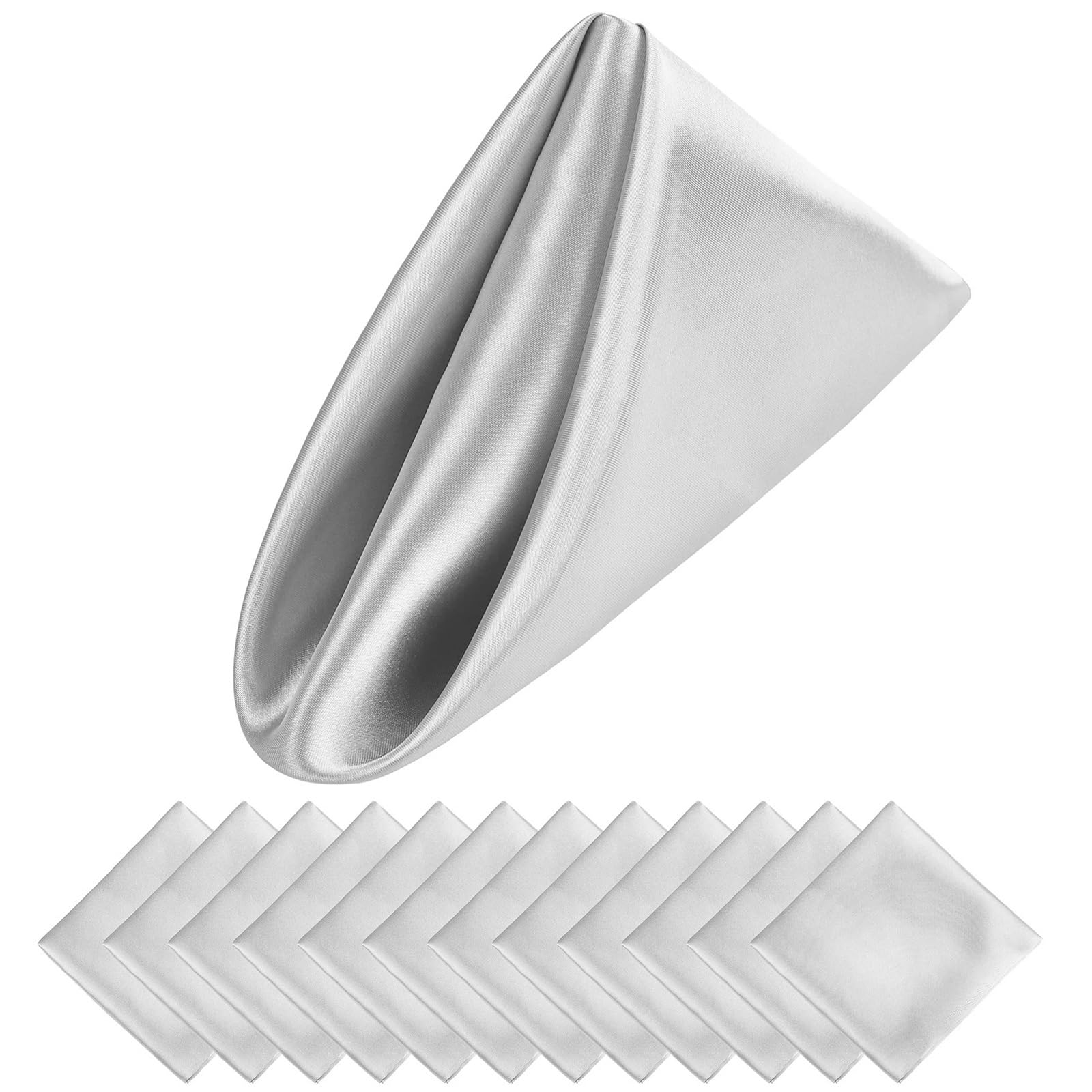 Izhaogjing Silver Napkins Cotton,Cloth Napkins 12Pcs Christmas Satin Napkin 12X12inches Soft Table Napkins For Romantic Weddings Party Dinner Table Decoration(Silver)