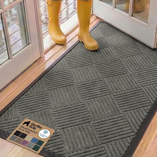 100% Waterproof All-Season WeatherMAX Doormat, 60x24, US Designed Natural Rubber,