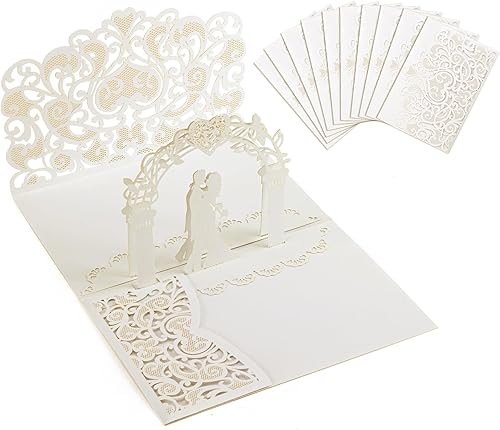 Tarjetas desplegables de boda, 10 piezas, multicolor, hojas interiores en blanco, perfectas para bodas, compromisos, duchas