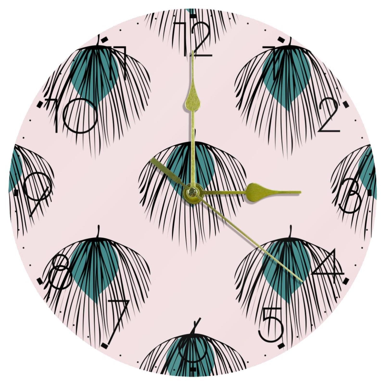 Horloge murale pour salle de bain Tropical Summerleaf étanche et silencieuse en acrylique