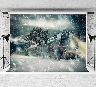 Art Studio Polar Express Christmas Themed Party Backdrop Moon Decor Sledge Snowflake Photography backdrops Xmas Day Party Photo Background Birthday Party Banner Decoration Vinyl 7x5ft