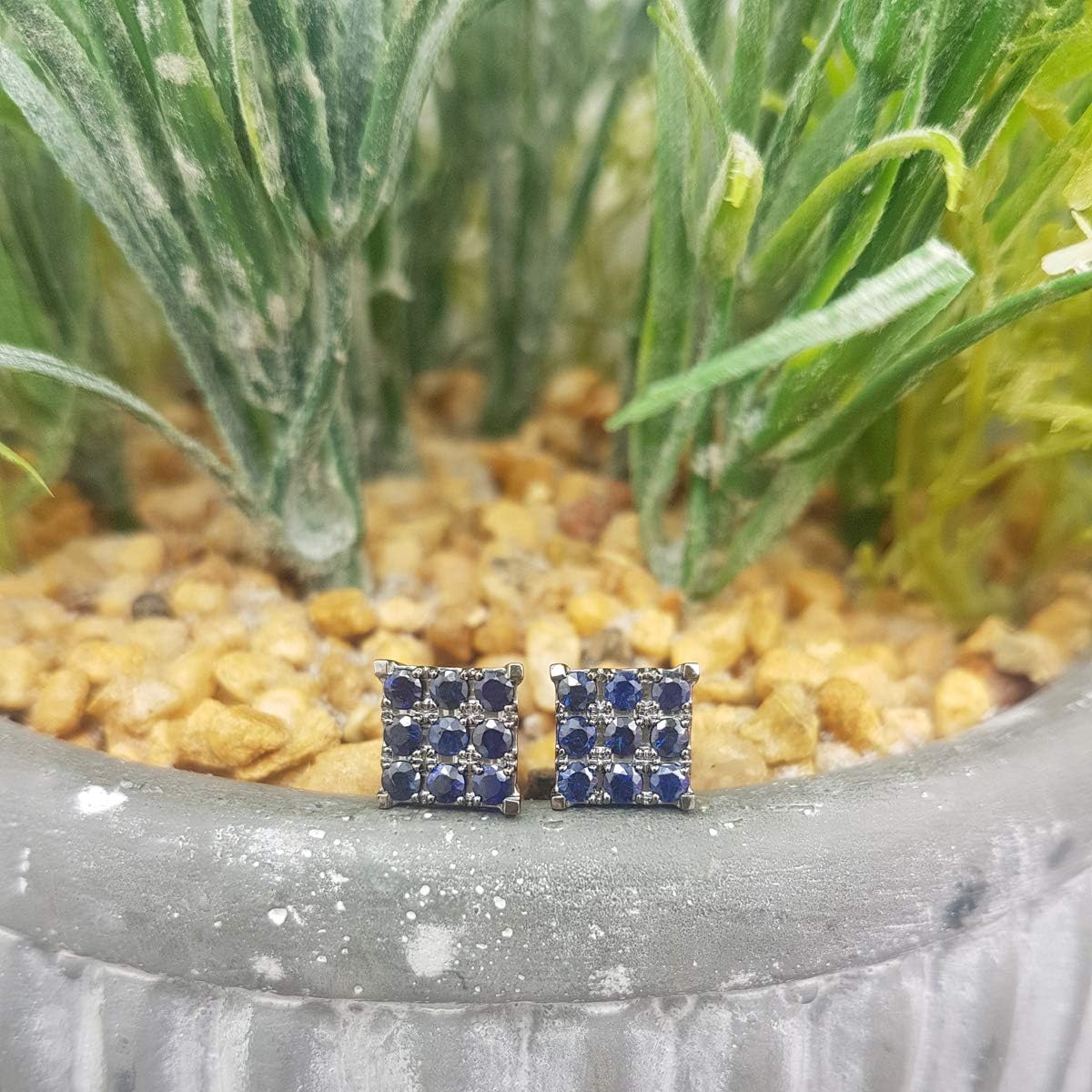 Dazzlingrock Collection 0.90 Ctw Natural Round Diamond 8.6mm Square Micropave Hip Hop Studs in Black Plated 18K Solid White Gold, Unisex Design Ladies,Mens Real Diamond Earrings