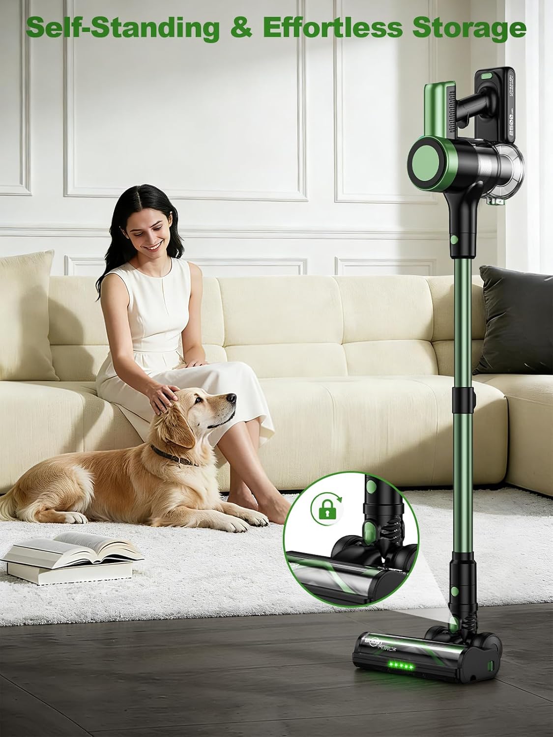 Cordless Vacuum Cleaner, 48Kpa Vacuum Cleaners for Home, 55Mins Stick Vacuum with Self-Standing & LED Display, Anti-Tangle & Wall Mount Charging, 10 in 1 Lightweight Vacuum for Pet Hair/Carpets/Floors - Image 4