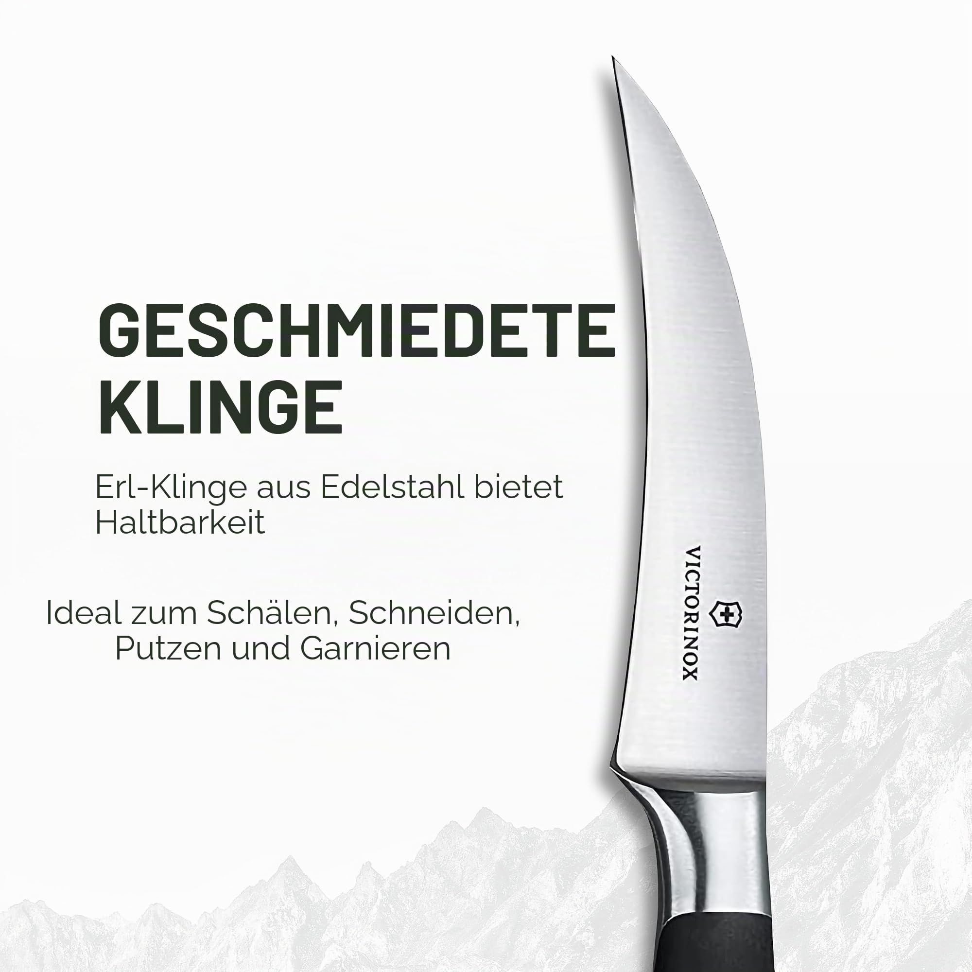 Victorinox Grand Maître, Profi Tourniermesser, Extra Scharfe Klinge, gerader Schliff, 8 cm, Kunststoffgriff, Rostfreier Stahl, schwarz