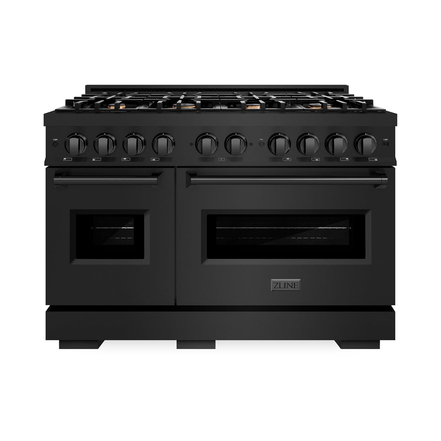 ZLINE 48 in. 6.7 cu. ft. Classic Double Oven Dual Fuel Range in Black Stainless Steel with 8 Brass Burners (CDRB-BR-48)