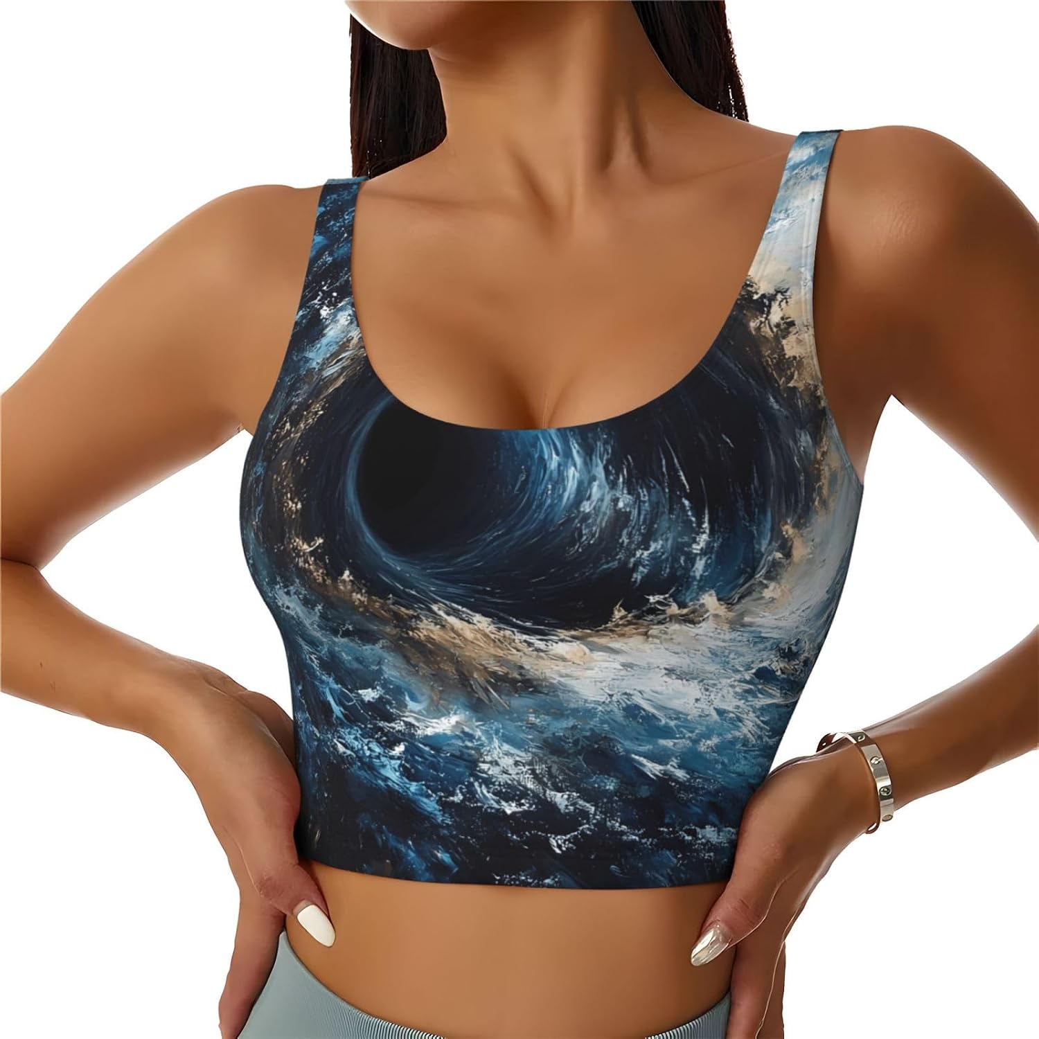 Women's Sports Vest Deep Vortex Printing Soft, Comfortable, Lightweight, and Breathable