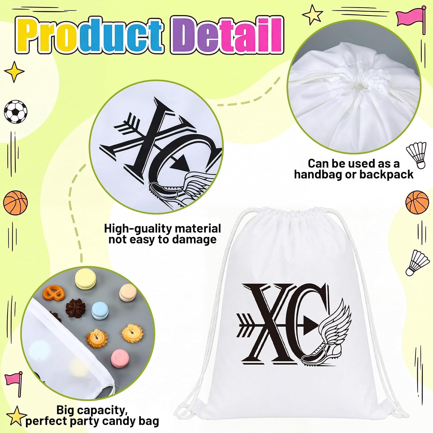 30 Pcs Cross Country Drawstring Backpacks XC Drawstring Bags Gift Sets