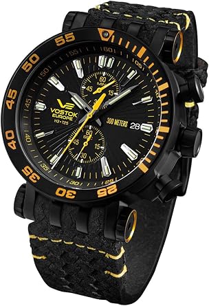 Vostok Europe Energia Rocket Men's Watch with Two Straps 49 mm Diameter Chronograph 30 ATM Date