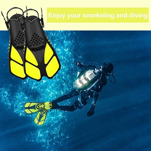 Miniatura 8 de Aletas de natación de tacón abierto, aletas de buceo ajustables y ligeras con buen empuje, aletas cortas de tamaño de viaje para buceo y natación