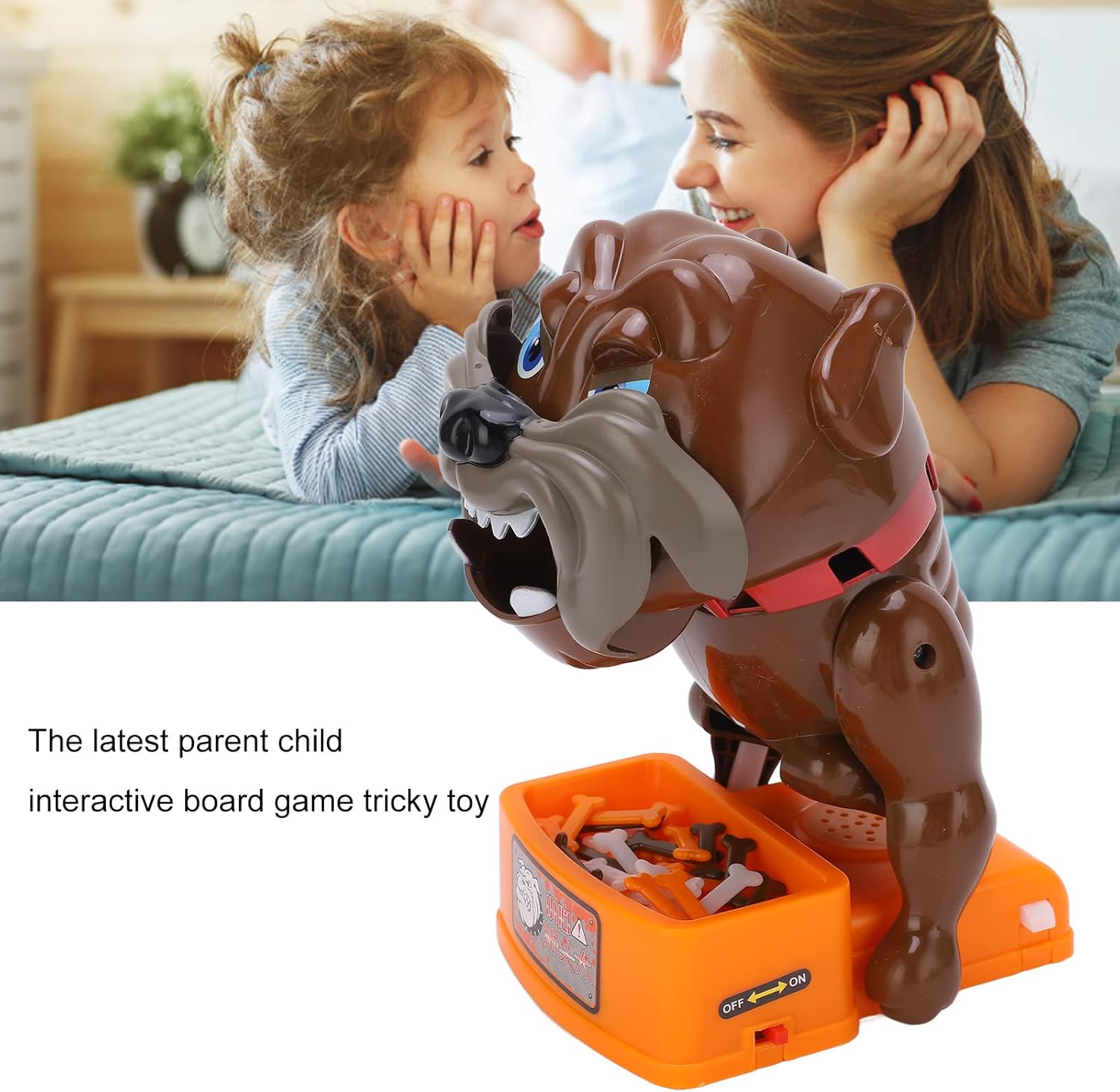 Pwshymi Dog Bite Finger Toy, Dogs Tricky Toy Bone Stealing Tabletop Parent Child Interaction Game for Age 5+