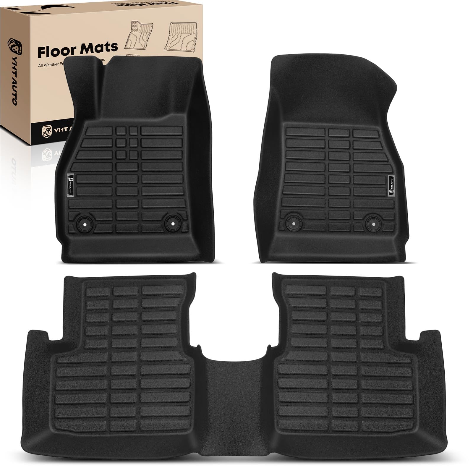 yhtauto floor mats compatible with chevrolet malibu 2013-2015, black custom fit tpe car mats, 1st & 2 row floor liners set, 3 pcs
