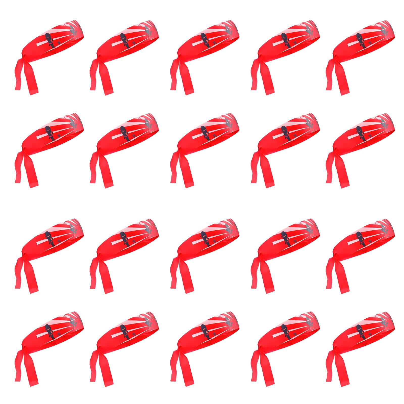 JNAWA 20 PCS Ninjas Headband Red Hachimaki Headband Karate Party Favors Samurai Costume Accessory for Halloween Birthday Parties