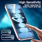 JETech Screen Protector for iPhone 15 6.1-Inch with Camera Lens Protector, Easy Installation Tool, Tempered Glass Film, HD Clear, 2-Pack Each