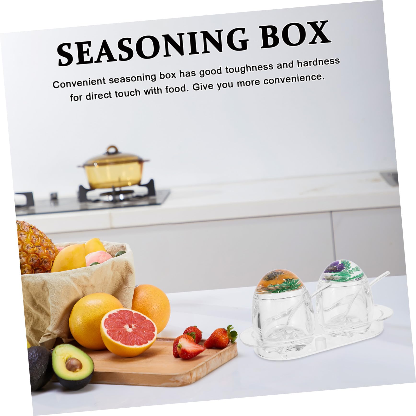 Set di Barattoli per Spezie Acrilici Trasparenti Vassoio Rimovibile Scatola per Condimenti da Cucina Coperchio e Comoda Conservazione