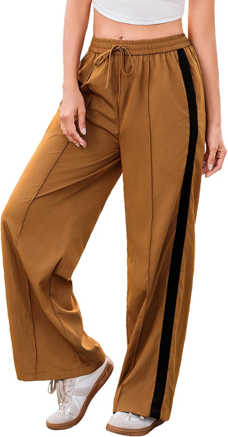 Totatuit Baggy Wide Leg Track Pants for Women Y2K Drawstring Loose Joggers Trendy Casual Workout Pants