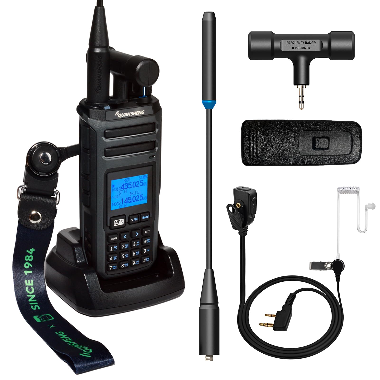 QUANSHENG TK-11-Walkie Talkie Amateur de 10W | 2500 mAh, soporte de batería de banda completa y transmisión multibanda, analizador de espectro NOAA