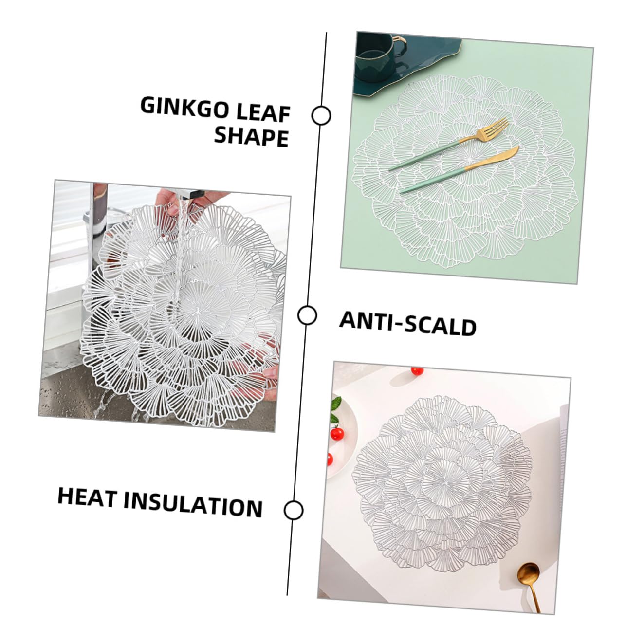 12piezas Manteles Individuales Antideslizantes Resistentes Al Diseño Ginkgo Salvamanteles Decorativos para y Mesa De