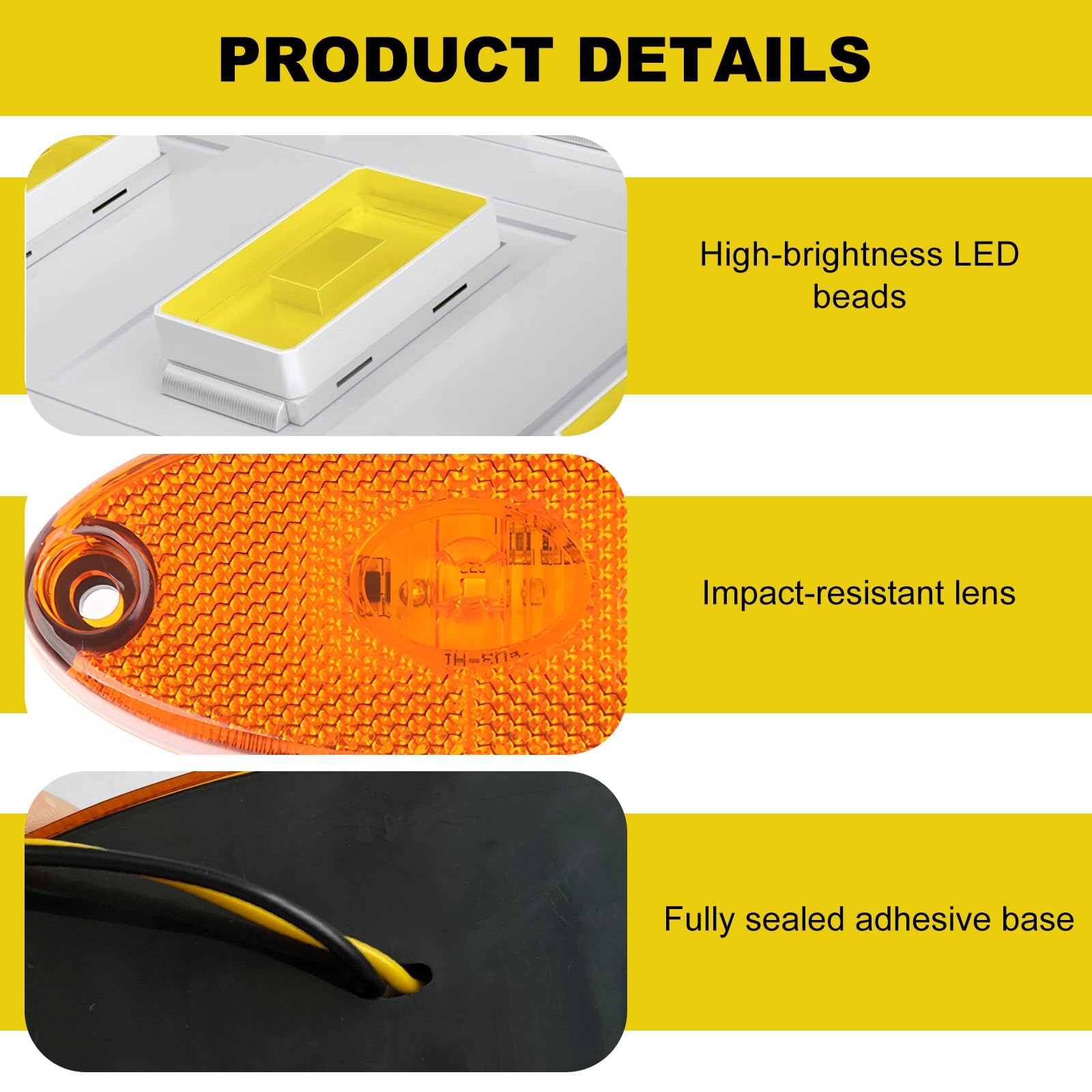 8 Luci Led Laterali Ambra Per Camion, Rimorchio E Furgoni 12-24V - IP65 Impermeabili - 4