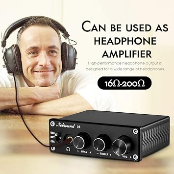 Nobsound Q3 Mini USB DAC Digital to Analog Converter Audio Adapter Headphone Amp Amplifier with Optical Coaxial Inputs & Treble Bass Tone Control