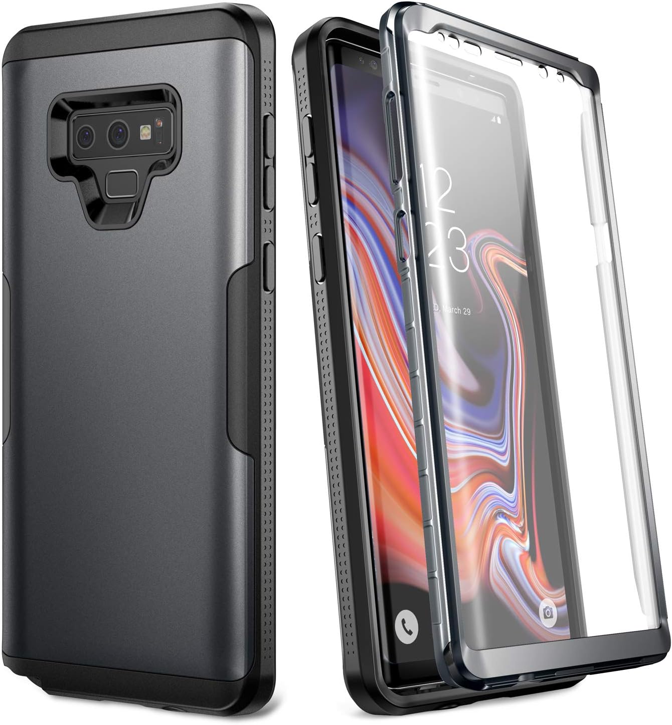 YOUMAKER Case for Galaxy Note 9, Full Body Heavy Duty Protection with Built-in Screen Protector Shockproof Rugged Cover for Samsung Galaxy Note 9 (2018) 6.4 Inch - Black/BK
