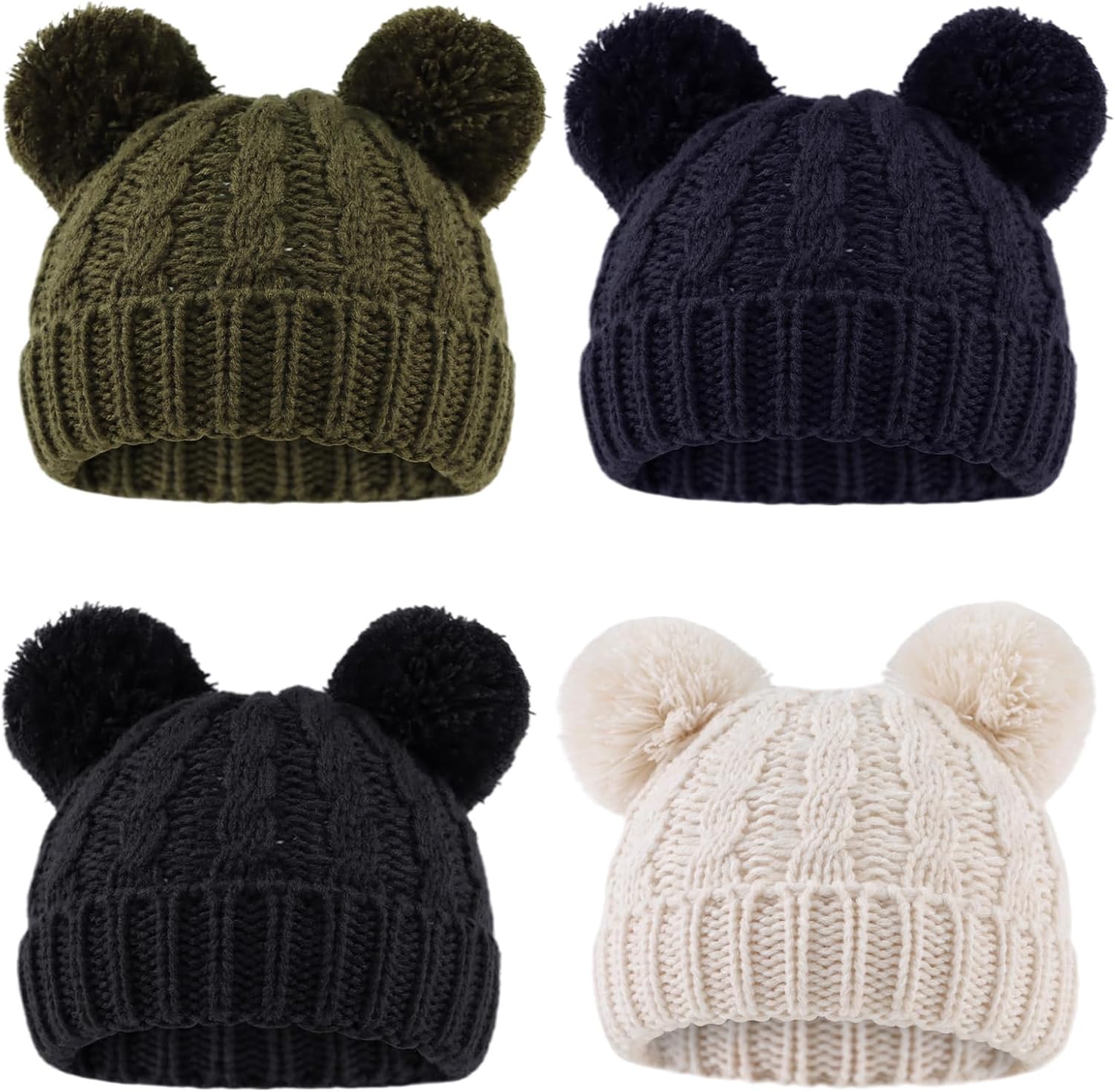 Yuoahcn Baby Girl Beanie Winter Baby Boy Hat with Pom pom Warm Infant Knitted Hats Toddler Kid Beanies