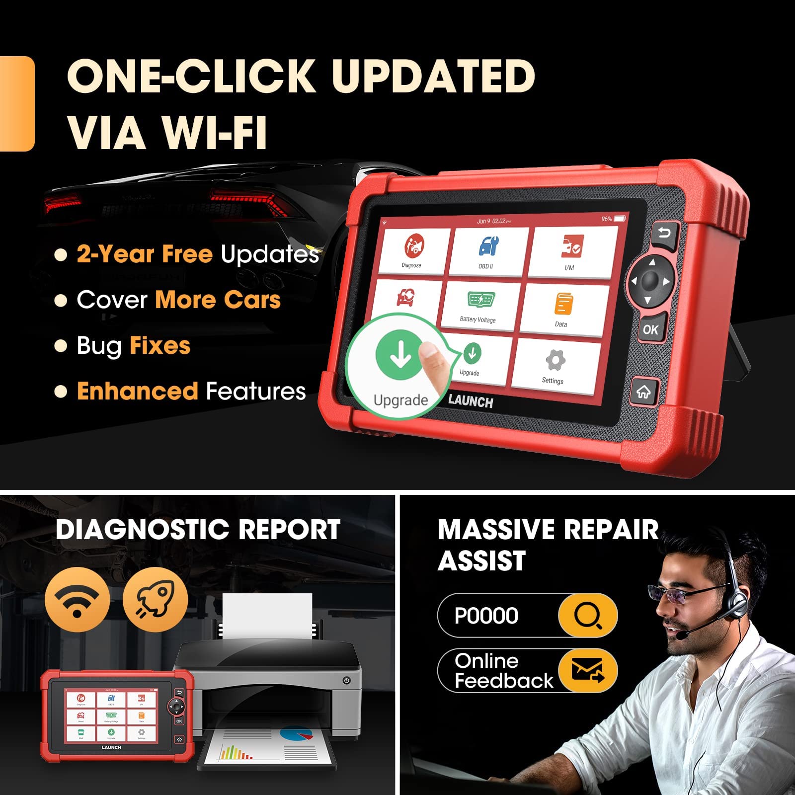 LAUNCH CRP919X Pro Level obd2 Diagnosegerat Auto für ALLE Systeme 31+ Service Reset Öl-Service EPB DPF Regeneration, IMMO Service, kfz Tester für Aktiver Test, ECU-Kodierung, CANFD, 2 Jahre Update