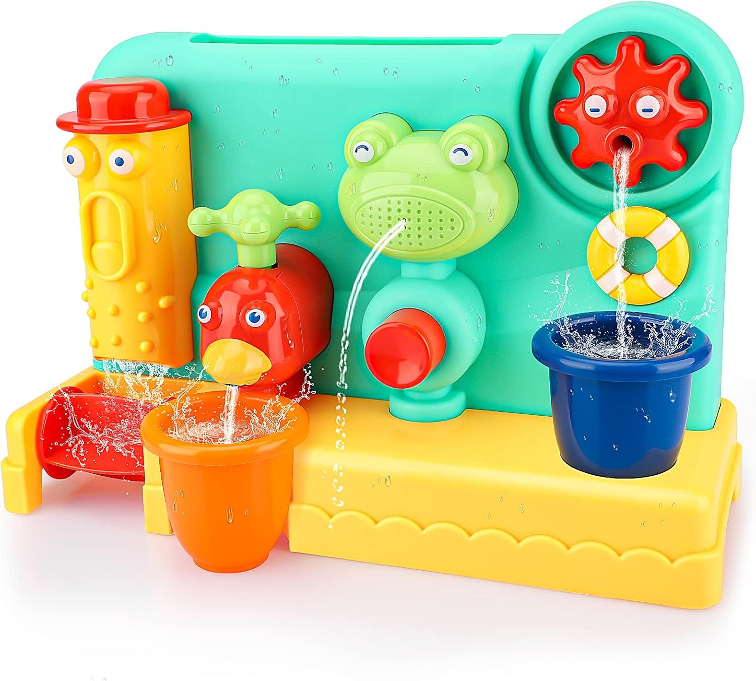 Blasland Baby Bath Toys, Interactive Bathtub Toys for Toddlers Ages 1-3, Fun Gift Water Toys with 2 Strong Suction Cups, Water Wheel, Sprayer, Faucet for Kids Boys and Girls 4 5 6 7 8 Year Old : Toys & Games