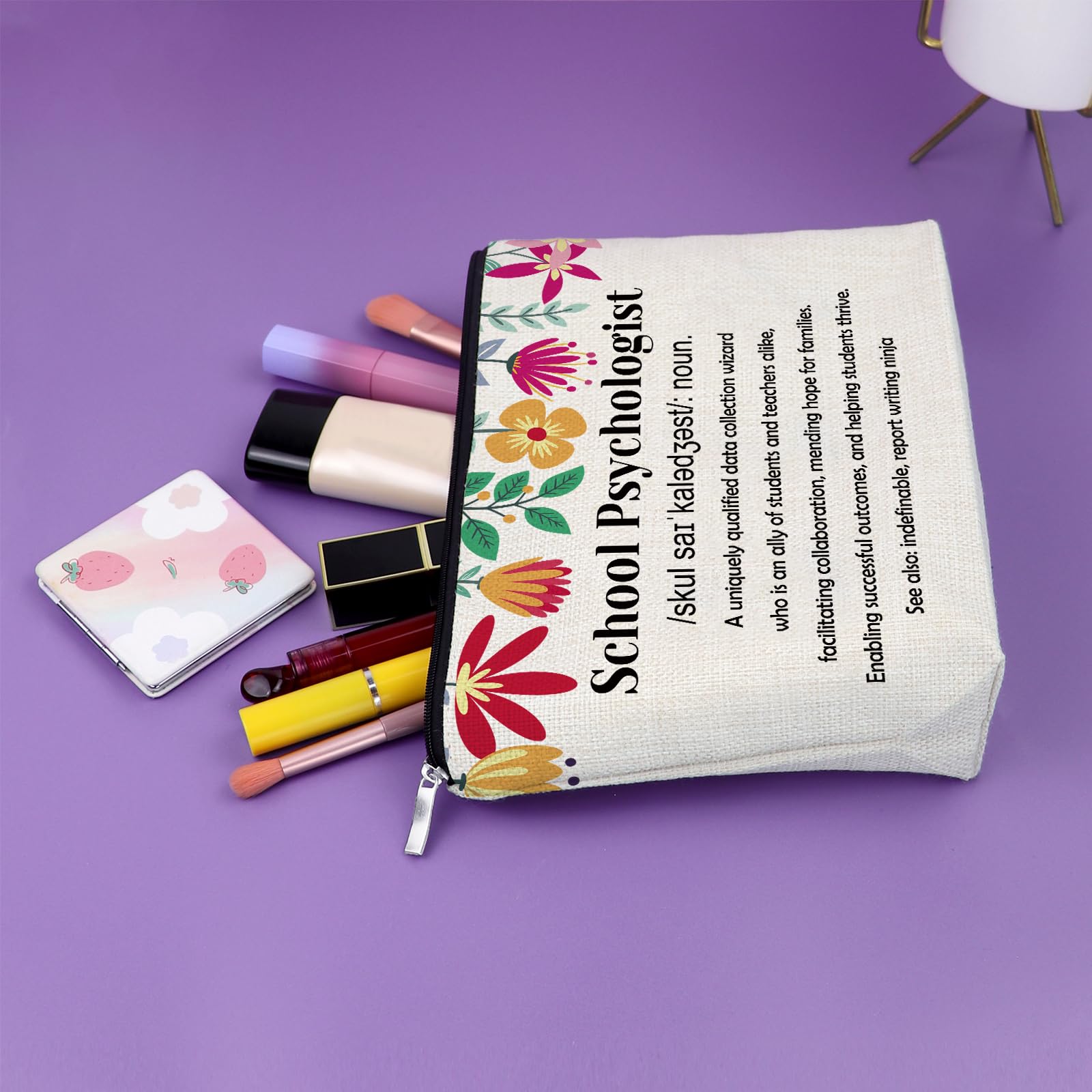 School Psychologist Gift for Women Makeup Bag Psychology Gifts for Daughter Sister Best Friend Thank You Gifts for Psychiatrist Student Cosmetic Bag Mental Health Gift for Her Travel Pouch