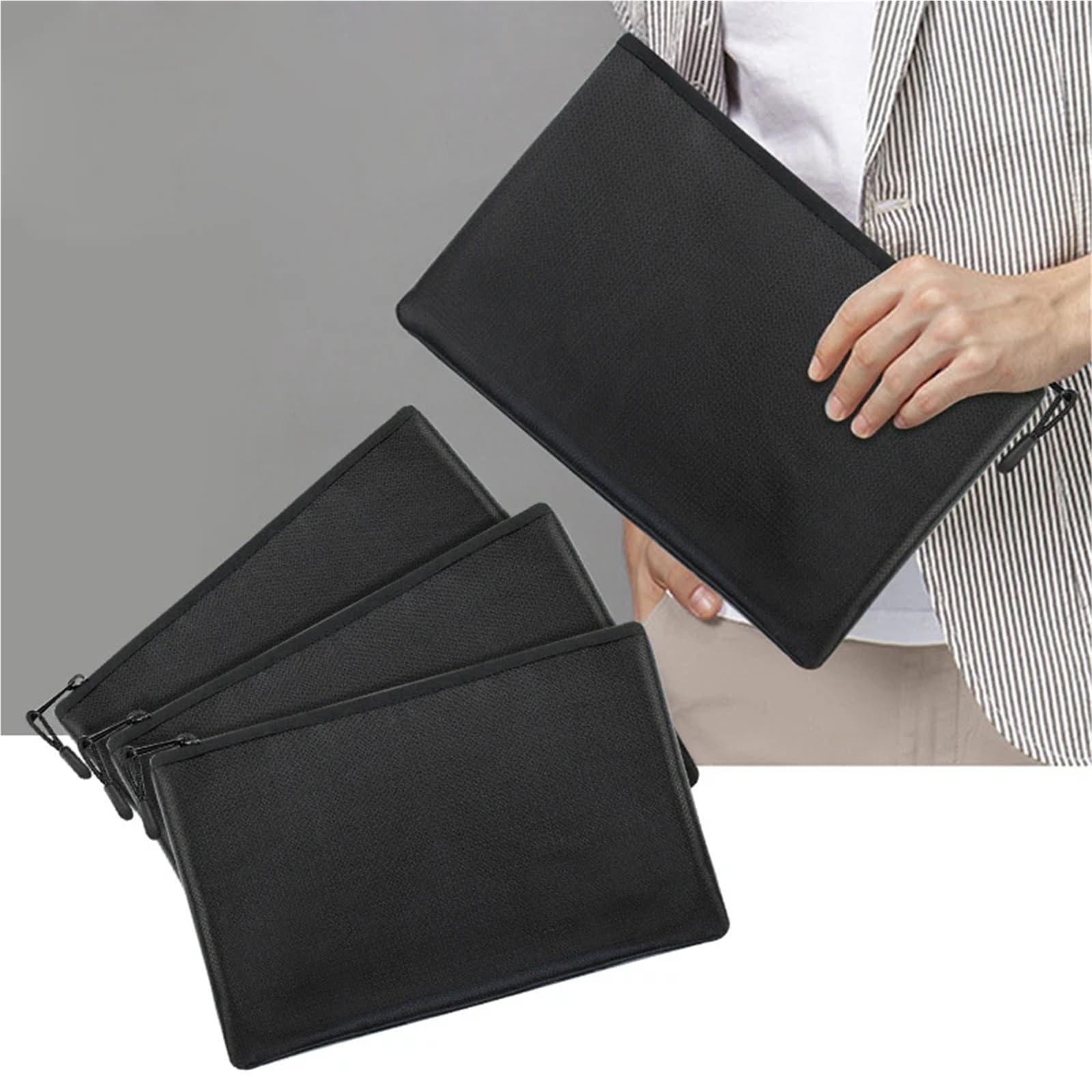 Carpeta de documentos ignífuga e impermeable, 2 unidades, portátil, for dinero en efectivo para Pasaporte(XL)