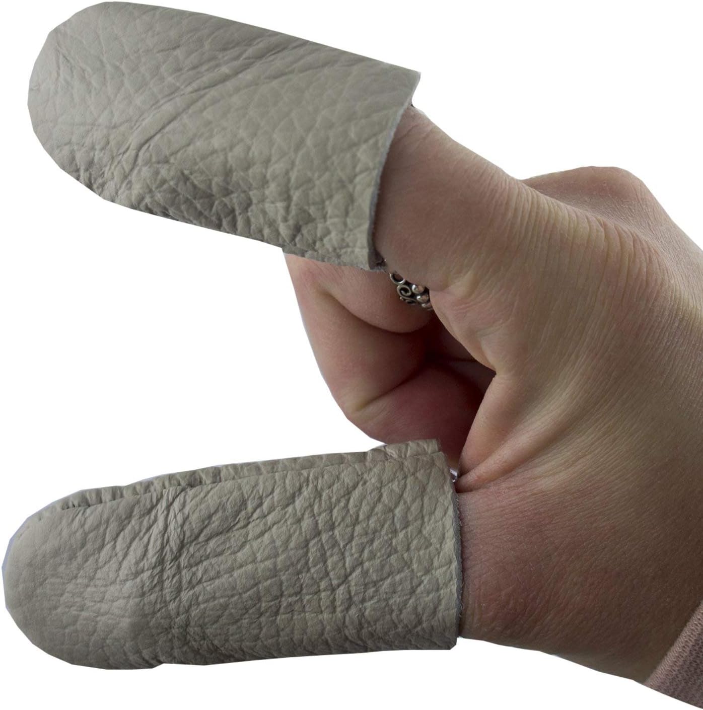 HAND® Men's Real Leather Thick Tough Craft Thumb and Index Finger Thimble/Protector - Pack of 2 Pairs