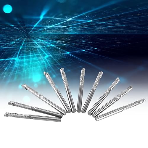 Miniatura 6 de Garosa 10 Uds. Fresa de carburo de tungsteno Fresa de extremo de carburo de tungsteno Cortador de fresado de flauta única espiral CNC Kit de rebabas