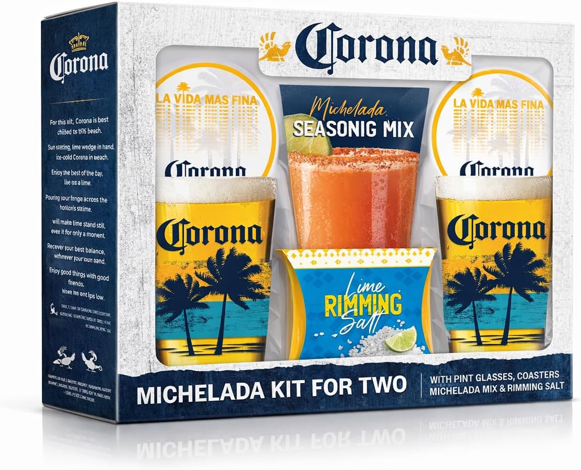 Corona Beer Michelada Kit for 2 W/Glasses, Receipe Book
